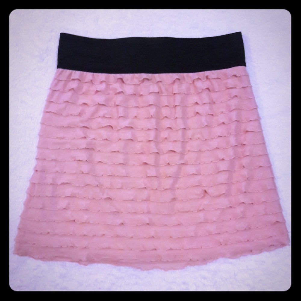 Express Pink Ruffled Mini Skirt